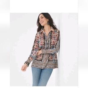 Gorgeous Brand New Chicos Floral Top Blouse Size 1 Medium